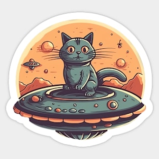 Cat Sitting On A UFO Sticker